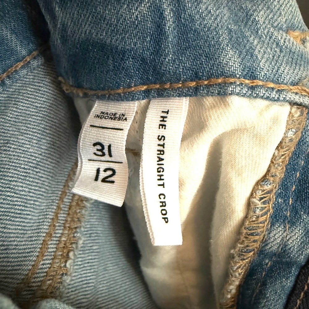 Loft High Rise Straight Cropped Jeans Raw Hem, Size 12/31 - Picture 6 of 12